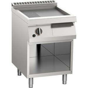 KBS Gas-Grillplatte aus Edelstahl 2/3 glatt + 1/3 gerillt 9kW offener Unterbau