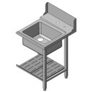 Winterhalter Zu/Ablauftisch PT-Serie, tiefgezogen mit Gefälle 625x700x850 rechts mit Spülbecken